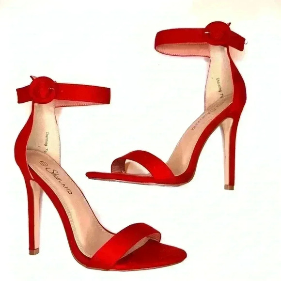 Shoe Land Womens - Ankle Strap Rounded Buckle Open Toe Stiletto Heel Size 7.5 - Picture 6 of 8